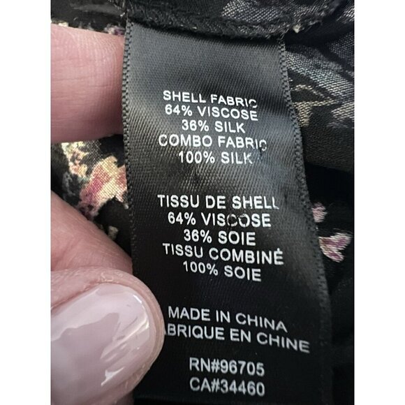 Rebecca Taylor black pink floral whimsigoth velvet burnout blouse 6 sheer grunge - Picture 6 of 12